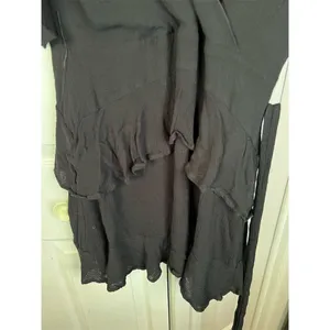 Topshop Women's Black Wrap Mini Dress with Ruffle Detail Size L thumbnail 2