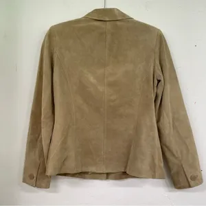 Alfani Tan Leather Women Blazer Jacket SP Suede Fall Classic Preppy Coat Classic thumbnail 4