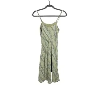 Zara Shimmery Floral Print Spaghetti Strap Slip Midi Dress Lined 10 Green Purple thumbnail 11