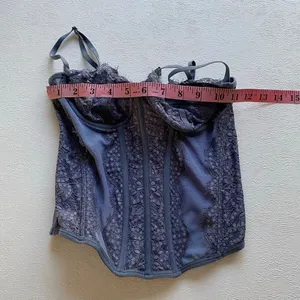 Ardene Blue Lace Corset Top Medium Bustier Sheer Mesh Boning Coquette thumbnail 4