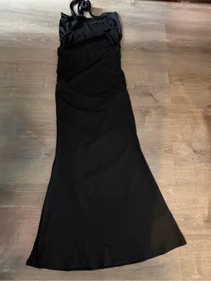 SHEIN Tall Black Cowl Neck Halter Maxi Dress Ruched Size Large thumbnail 8