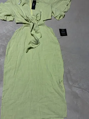 NWT Lulus summer journey Lime Green Tie-Front cutout Midi Dress small thumbnail 4