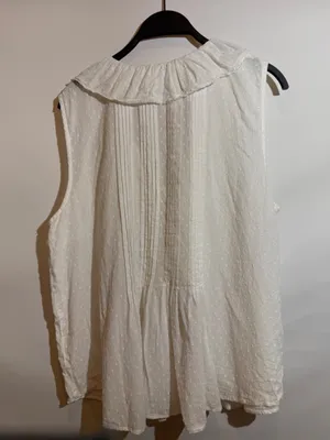 Anthropologie Sleeveless Pintuck Ruffle V-Neck Blouse Feminine Cotton Top Size L thumbnail 3