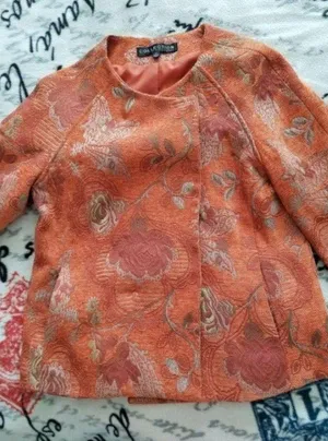 Collection By Harve Benard Women's Orange Tapestry Blazer Jacket Size 4 thumbnail 3