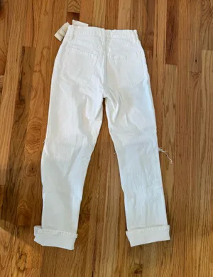 Abercrombie & Fitch White Distressed Boyfriend Jeans thumbnail 2