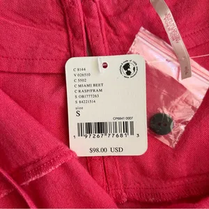 Free People Pink Linen Blend‎ Cropped Camisole Top Button Back Small NEW thumbnail 10