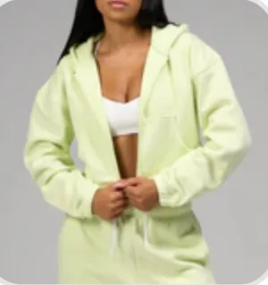 TLF Reset Cropped Zip-Up Hoodie Sweatshirt Green Small thumbnail 1