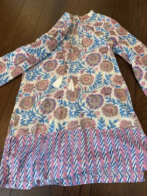 J. Crew Pink & Blue Floral Tassel Tunic Top Size Small - C11-720 thumbnail 5