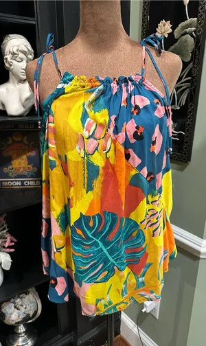 Monsoon Tropical Boho Floral Tank Top – Size Medium (NWT) thumbnail 1