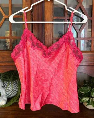 Victoria's Secret Pink Leopard Print Lace Trim Cami Top Medium thumbnail 1