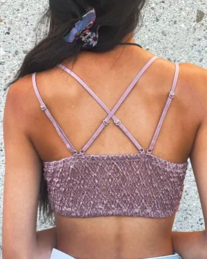 Dusty Blush scalloped Adjustable Strap Bralette Purple Size L thumbnail 2