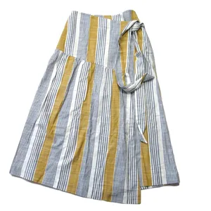 NWT Anthropologie Maeve Laura in Yellow Striped A-line Wrap Skirt 0 $110 thumbnail 8