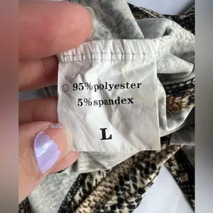 Snakeprint One Shoulder Tank Bodysuit Large Tan thumbnail 3
