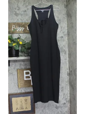 NWT Wild Fable ButterBliss Keyhole Racerback Midi Bodycon Dress 94460320 Black M thumbnail 2