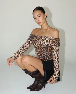 Bailey Roses Cheetah Top Brown thumbnail 1