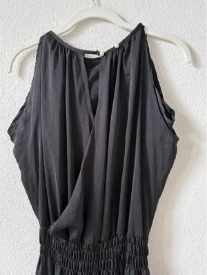 Shebird Emma Dress Black Satin Size 4 / Medium Neutral Party Comfy Midi Goth thumbnail 4