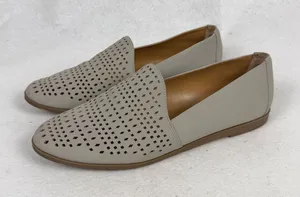 Franco‎ Sarto Factor Loafers Womens 9M Laser Cut Perforated Slip On Gray Taupe thumbnail 1