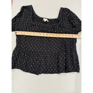 Loft Blouse Womens Medium On/Off Shoulder Polka Dot Cotton Travel Vacation thumbnail 6