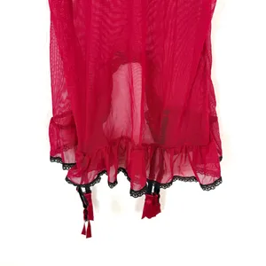Frederick's of Hollywood Red Lace Babydoll Garter Lingerie Top thumbnail 3