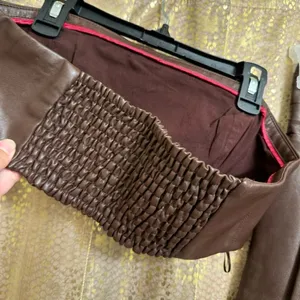 Free People Walnut Brown Faux Leather Pants Bandeau Set Size 8 NWOT thumbnail 9