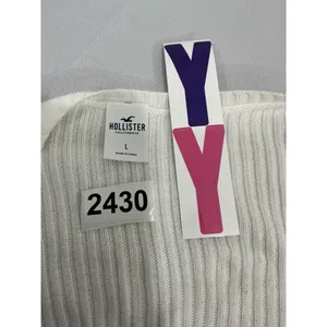 Womans Holister Large White Pullover Criss-cross Cropped Sweater V Neck thumbnail 3