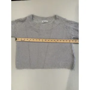 Somedays Lovin Sweater XS Grey Fuzzy Cropped Minimal Dopamine Travel Vacation thumbnail 4