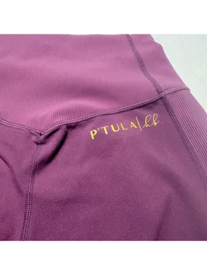 P’TULA x HB Women’s Medium Purple High Rise Ribbed Panel Leggings Yoga thumbnail 8