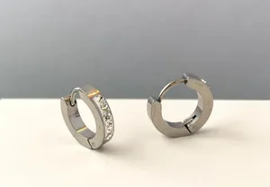 925 Silver Plated CZ Small Silver Hoop Earrings for Men Women thumbnail 6