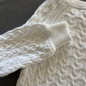 J.Crew White Relaxed-fit Cable-knit Crewneck Sweater Size Small thumbnail 4