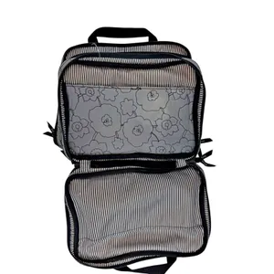Thirty-One Makeup Organizer Toiletry Travel Bag Gray Poppy Hostess Excl Pockets thumbnail 4