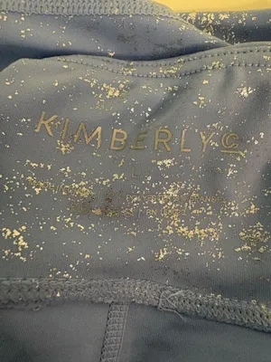 NWT Kimberley Metallic Light Blue Foil Leggings & Sports Bra Set large thumbnail 3