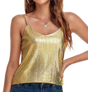 NWT VIDUSSA Womens Tank Tops V Neck Sparkle Cami Top | Size: Large thumbnail 1