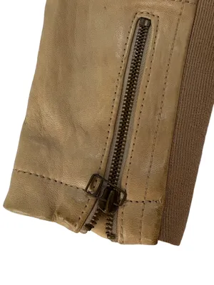 J.Crew Collection Genuine Leather Moto Jacket Beige Taupe Size 4 thumbnail 14