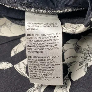 Chico's Floral Slim Ankle‎ Pants Women's Size 2R (US 12)Black Cream Stretch EUC thumbnail 6