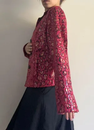 Red Cheetah Print Jacket Faux Leather thumbnail 8
