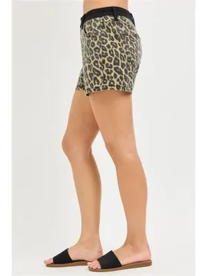 RISEN‎ High Rise Leopard Shorts with Contrast Waistband thumbnail 4