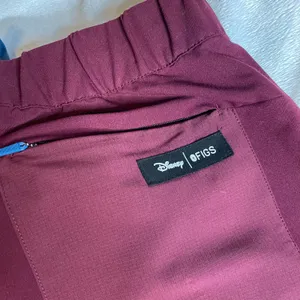 FIGS Disney XS Zamora Jogger Scrub Pants Burgundy Mickey Mouse Maroon CNA RN VET thumbnail 8