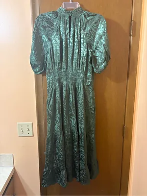 Anthropologie Green Jacquard Maxi Dress thumbnail 3
