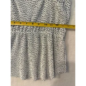 Abercrombie‎ & Fitch White Polka Dot Pleated Smocked Cami Peplum Top Large thumbnail 8