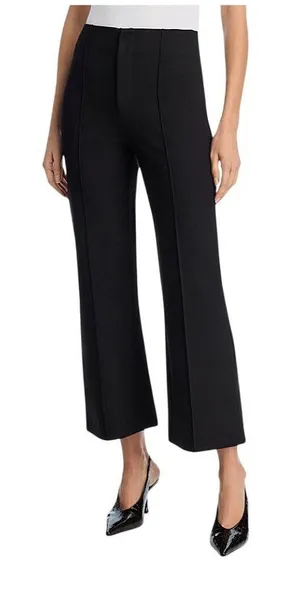 NWT Aqua Pleated Ponte Flare Pants AQ-PA4289 Black S thumbnail 1
