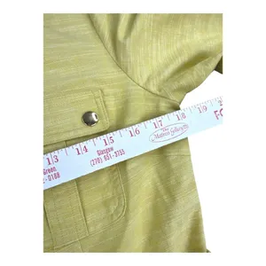 Sharagano Women Laurel Leaf Yellow Zip Front Safari Belted Dress Size 10 Utility thumbnail 2