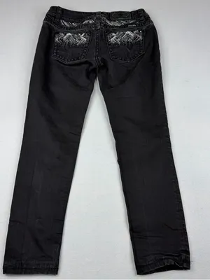 Miss Me Easy Skinny Jeans Womens 27 Black Sequin Bling Y2K Western thumbnail 3