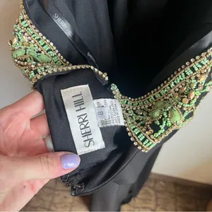 Sherri Hill 50153 Black/Green Beaded Prom Dress thumbnail 12