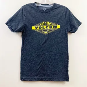 Volcom Modern Fit Logo Gray/Yellow Short Sleeve T-Shirt thumbnail 1