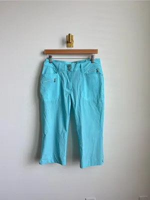 Daily Sports Miracle Capri Aqua Blue Golf Pants Women's Size 8 Stretch thumbnail 3