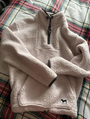 vs pink sherpa sweater thumbnail 1