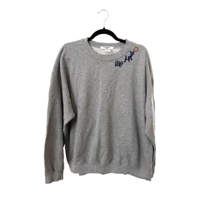 PROJECT SOCIAL T Big Apple Embroidered Crewneck Sweatshirt Gray L/XL thumbnail 2