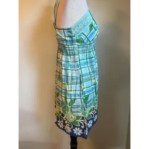 Angie Green Floral Crochet cottage boho y2k whimsi Cotton Dress Small‎ NWT blue thumbnail 2