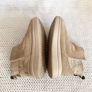 Hey Dude Mel Suede Ankle Boots Beige Sand Woven Panel Women Size 7 38 thumbnail 6