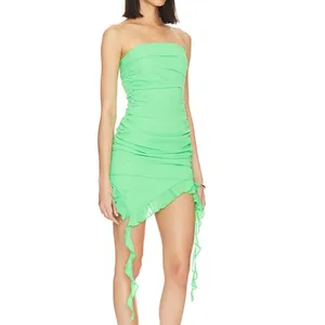 Superdown Mermaid Green Mini Dress SMALL Ruffle Bodycon Ruched Revolve $84 NEW thumbnail 2